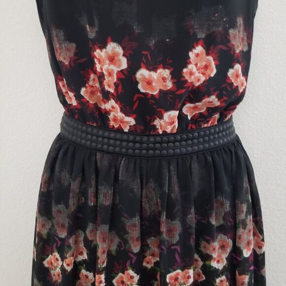 Jessica Simpson Lulu Maxi Dress Black Medium Floral Black Medium Sheer Fairy - Picture 5 of 11